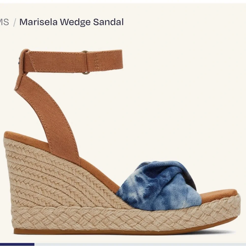 Tom’s Marisela wedge heel sandal espadrille blue NWT size 8.5